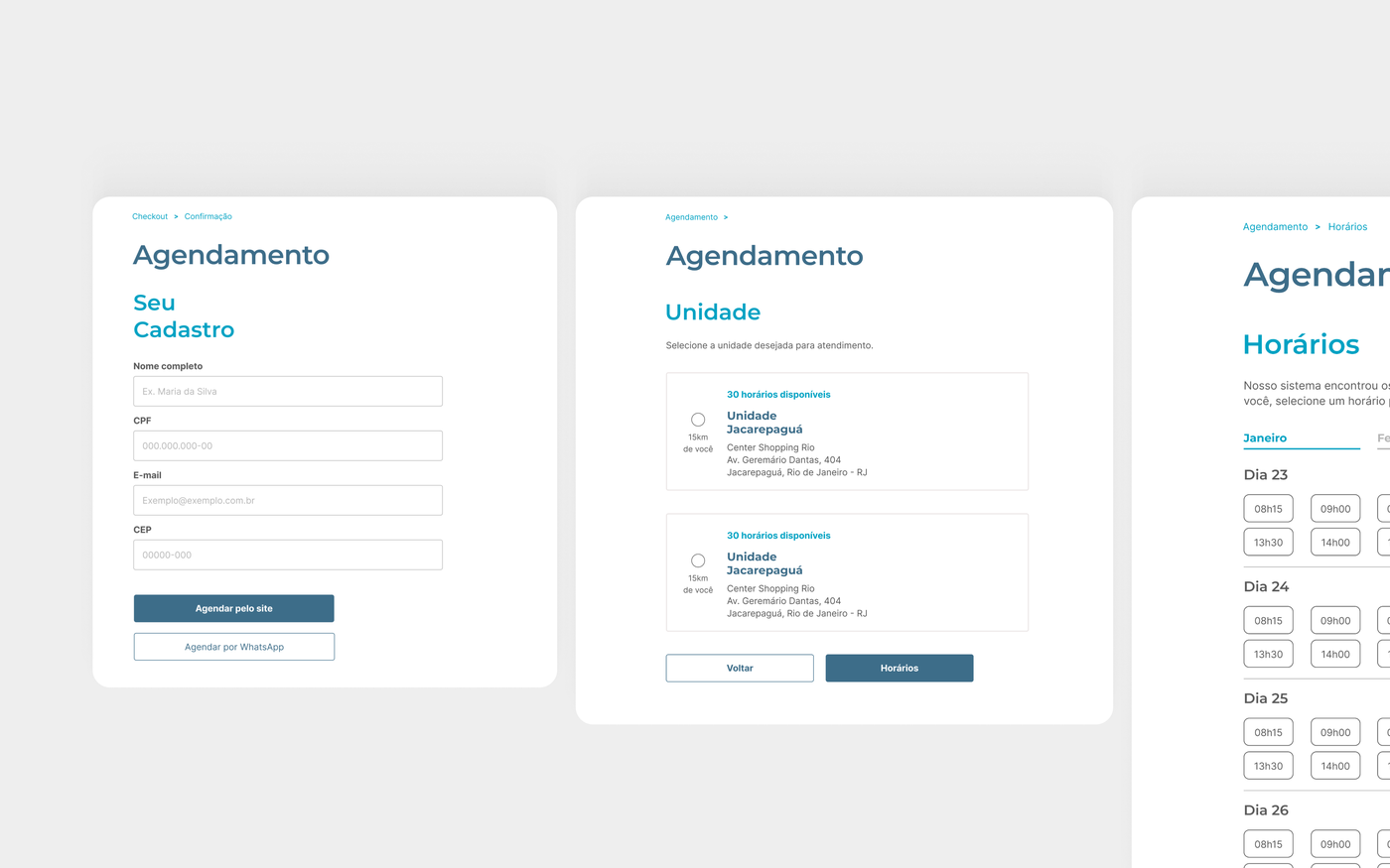 Tela — Agendamento pós-compra