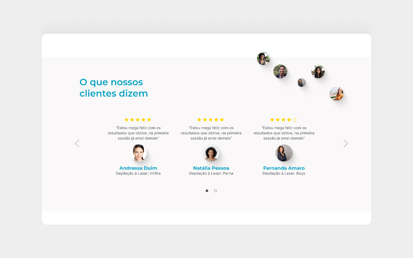 Tela — Depoimentos de clientes